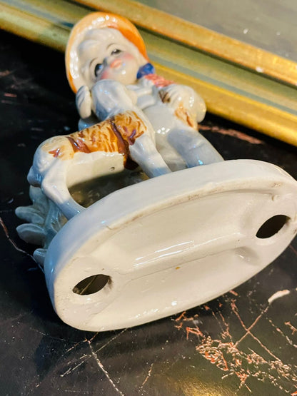 Vintage Porcelain Boy with goat Figurine — Hand-Painted Cottage-Style Charm