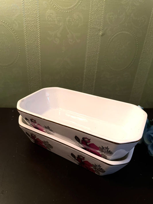 Vintage Floral Ceramic Serving Dish