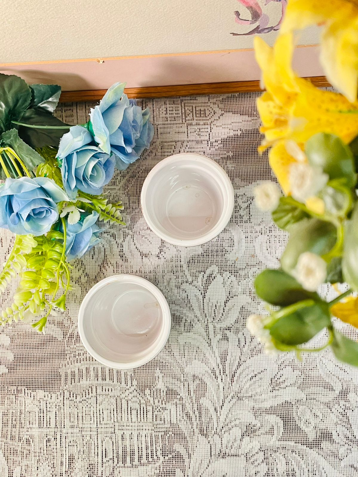 Vintage Blue Tile Ceramic Planter Pots – Set of 2
