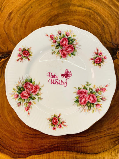 Queen’s Bone China Ruby Wedding Floral Plate England