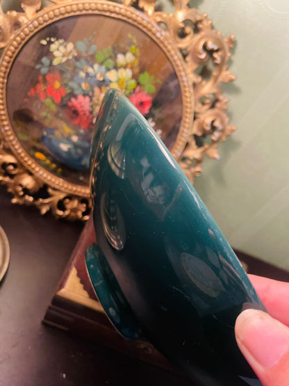 Vintage Teal Glazed Studio Pottery Serving Bowl 10 Inch