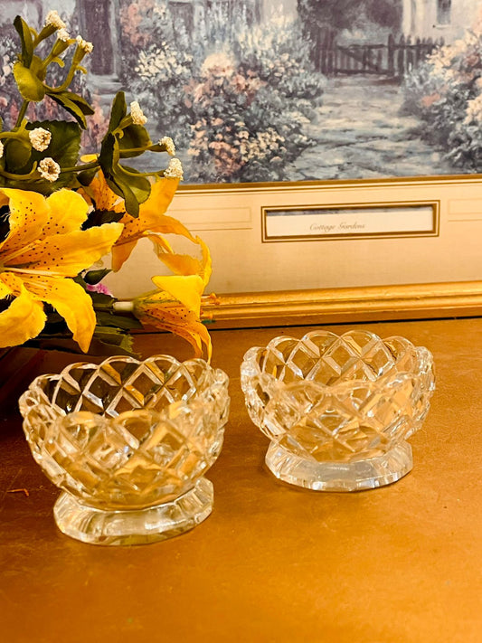 Vintage Cut Glass Mini Decor Bowls – Crystal Style Set of 2