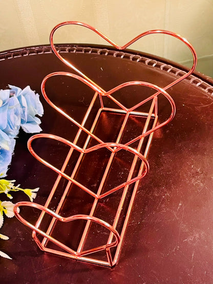 Rose Gold Heart Design Napkin Holder – Decorative Metal Tissue Holder