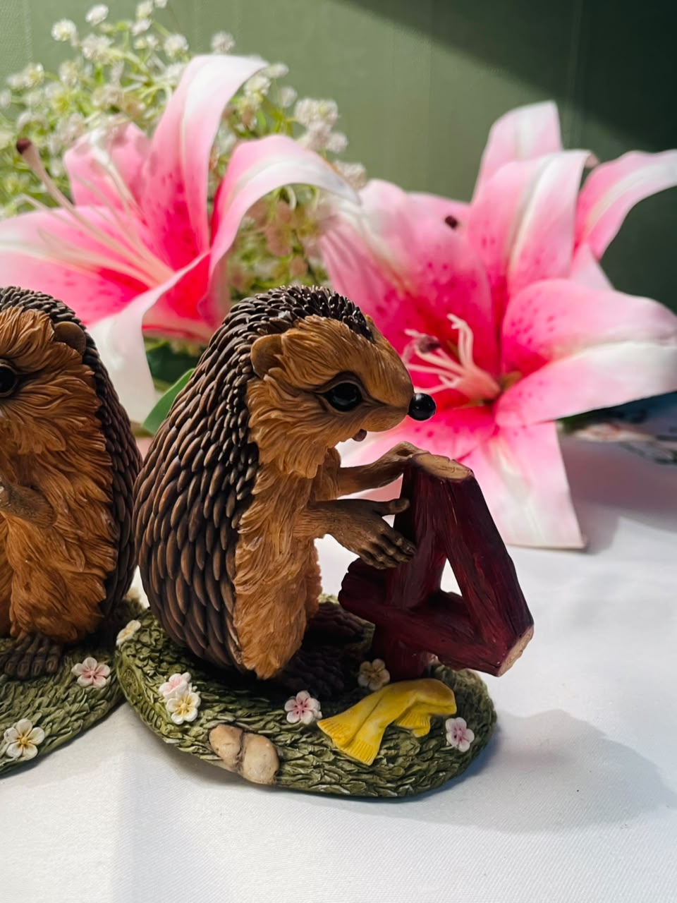 Pair of Hedgehog Number Figurines “4” & “5” Approx. 9 cm