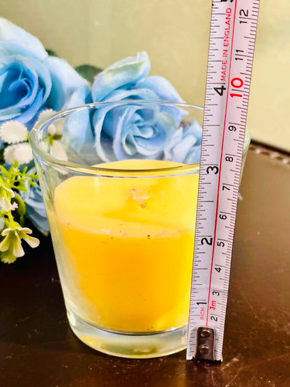 Yellow Scented Candle in Crystal Jar – 10cm
