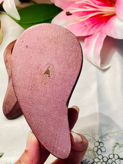 Vintage Wooden Shoe-Shaped Candle Holders 2-Piece Set Approx. 12 cm