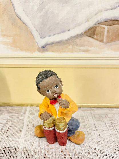 Musical Boys Figurine Set - Handcrafted Ceramic Drummers & Horn Players