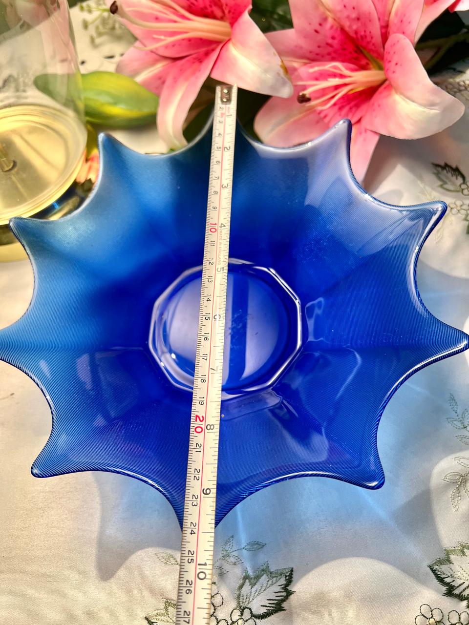 Cobalt Blue Crystal Starburst Serving Bowl – 10 Inch
