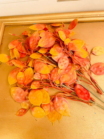 Orange Artificial Honesty Leaf Spray 13"