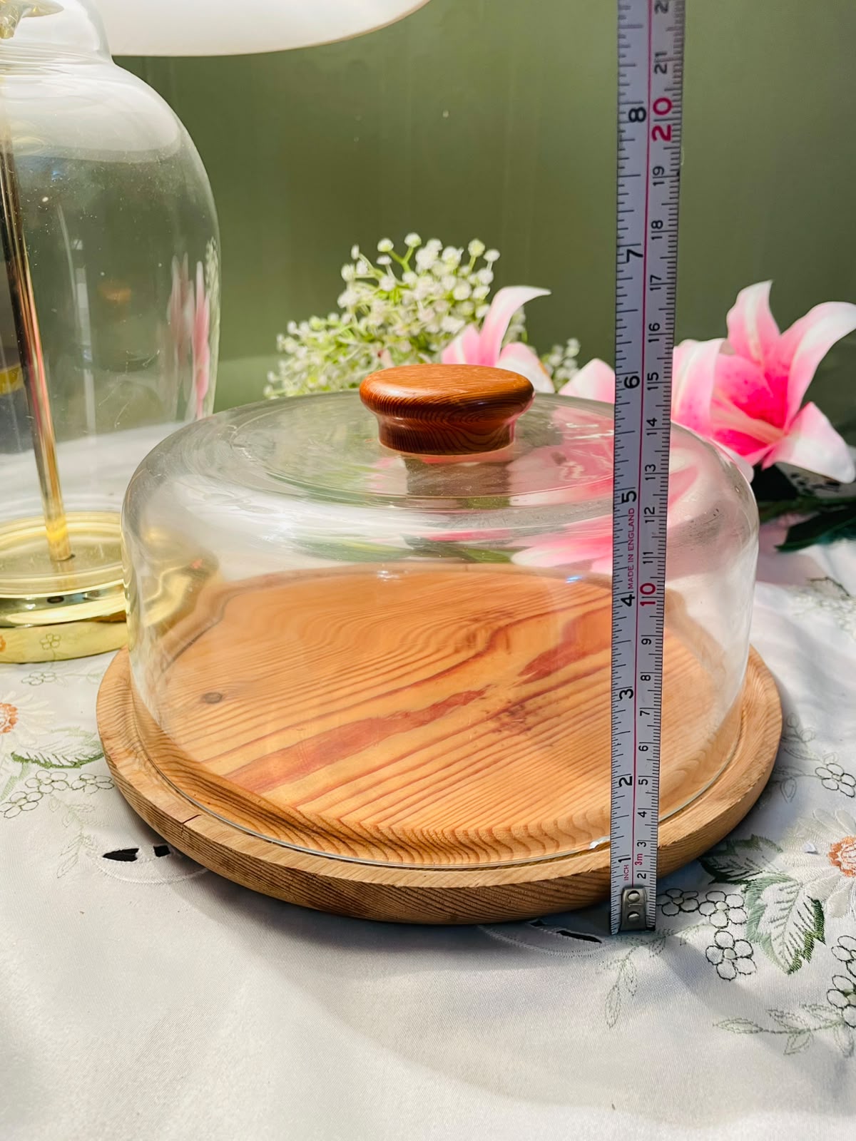 Vintage Wooden Board with Clear Dome Cover – 10 Inch
