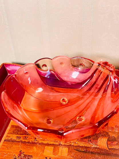 Amber Crystal Scalloped Serving Bowl 10"