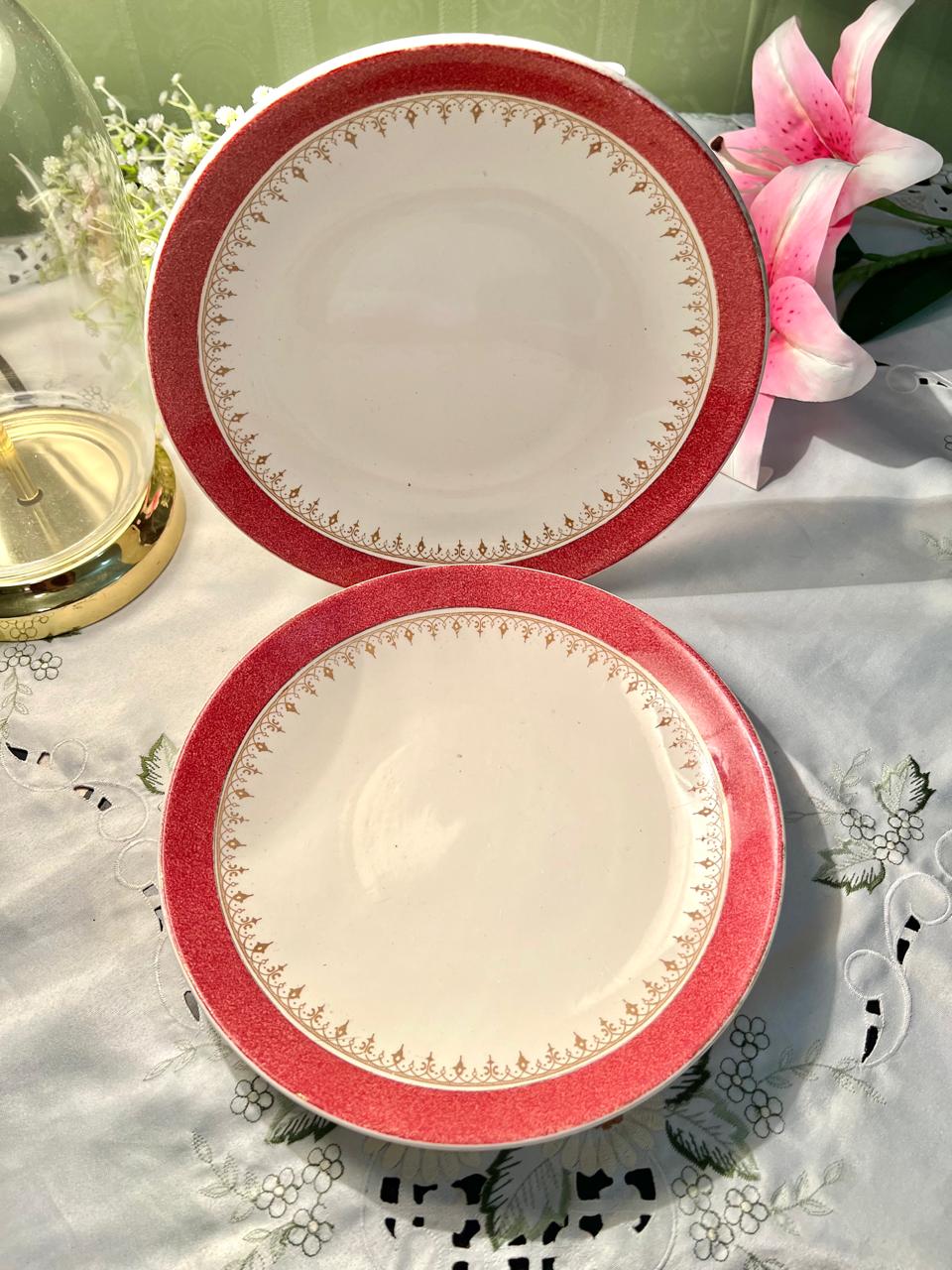 Keeling & Co Losol Ware Red & Gold 9 Inch Cake Plater  – 2 pcs ( Each)