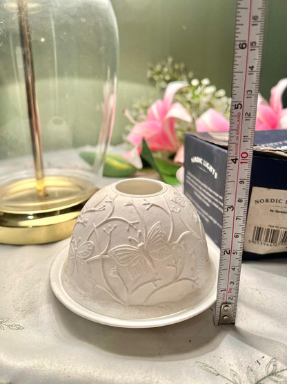 Nordic Lights White Butterfly Candle Holder – Approx. 4 Inch