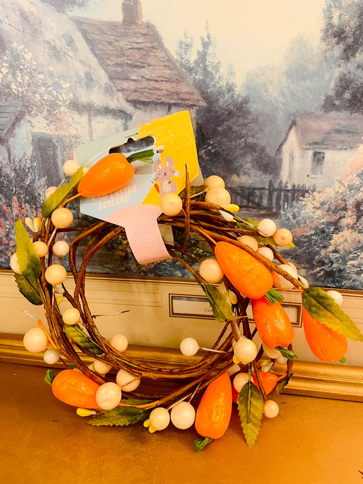 Happy Easter Carrot Berry Wreath 7"