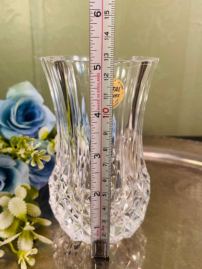 Vintage Royal Crystal Bud Vase 13 cm Diamond Cut Design