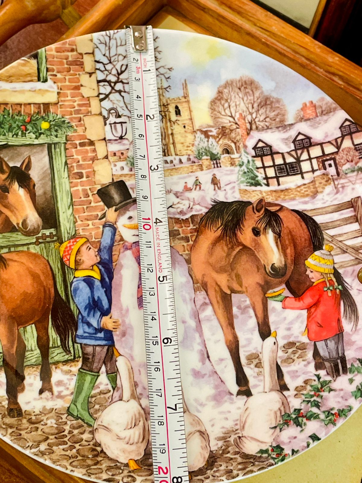 Set of 2 Wedgwood Christmas Horse Plates – 8.5” Winter Village Wall Décor