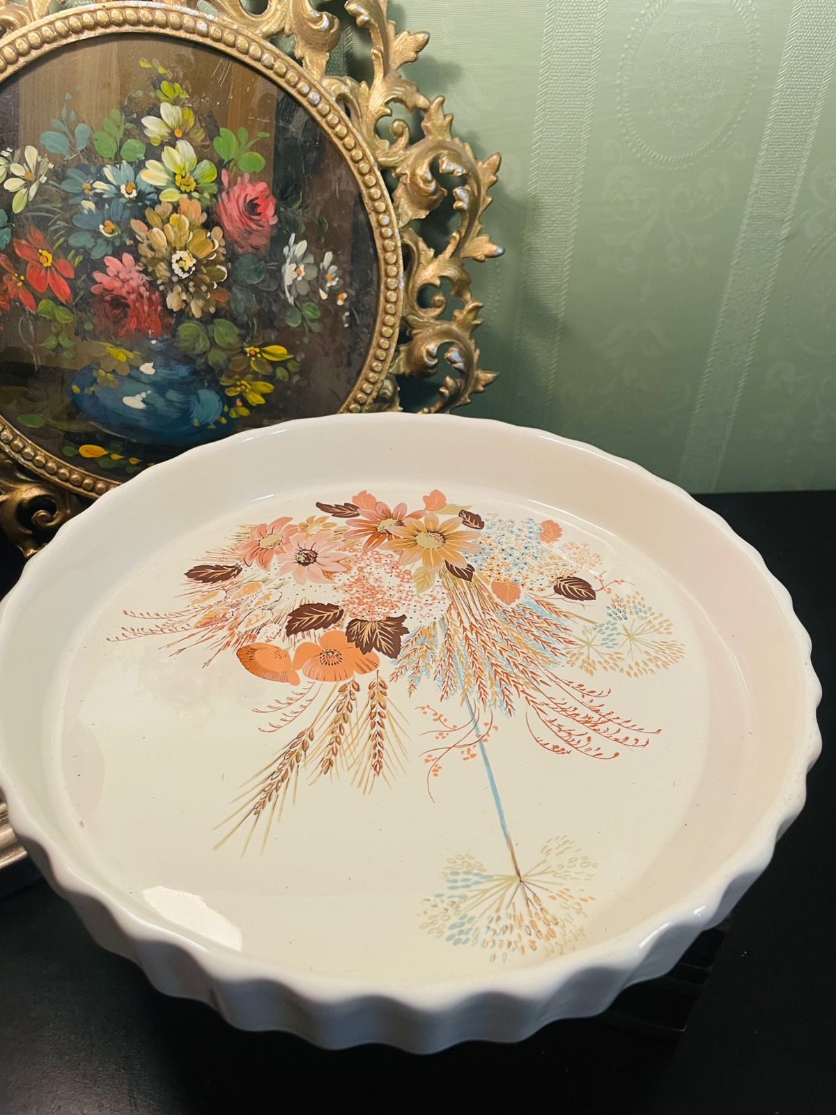 Poole Pottery Summer Glory Fluted Pie Dish England