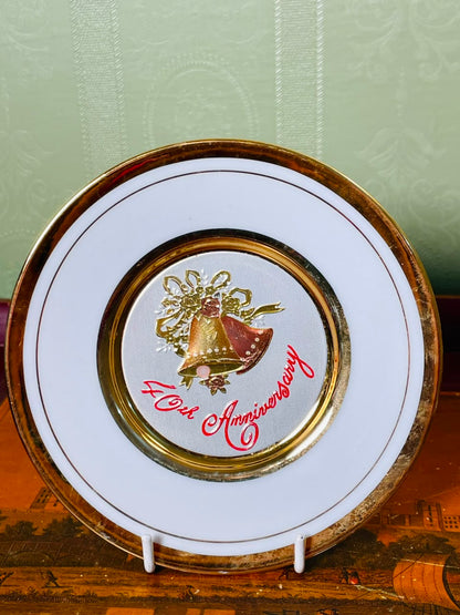 Japanese Chokin 24K Gold Edged Anniversary Wall Plate – 6"