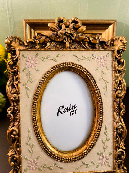 Victorian Ornate Gold Photo Frame 8 Inch Floral Embroidered Picture Frame