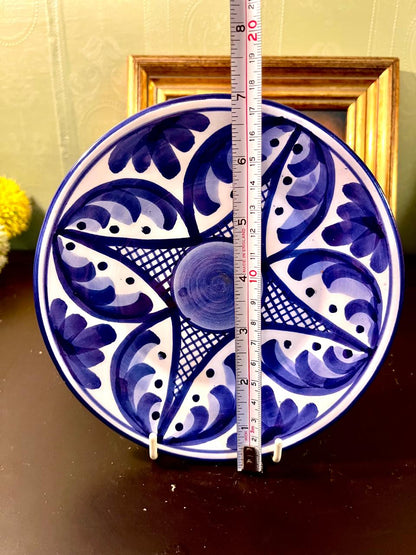 10 Inch Hand-Painted Blue & White Ceramic Decorative Plate – Artisan Pottery