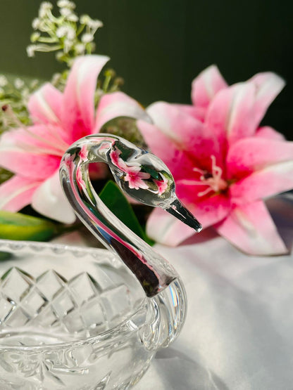 Clear Cut Crystal Swan Decorative Dish 5.5 in