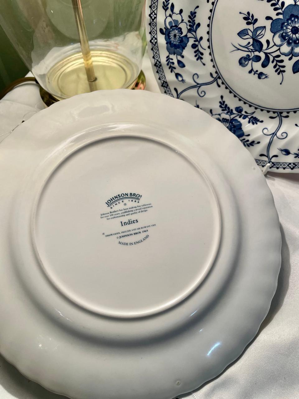 Johnson Bros Indies Blue & White Decorative Plates Set of 2 , 9.5"