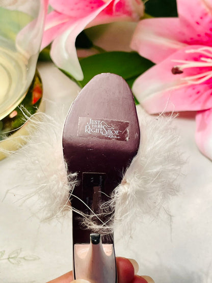 Just The Right Shoe White Feather Heel Miniature 4 in
