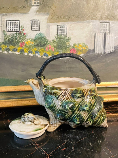 Vintage Seashell Ceramic Teapot ( 13cm )– Handcrafted Coastal Design – England