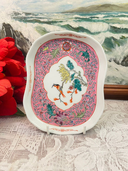 Pink Chinoiserie Bird Decorative Plate 6.5 inch