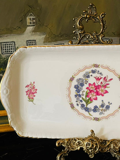 Vintage Coalport Bone China Floral Rectangular Tray – England