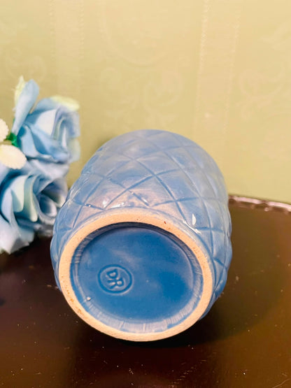 Blue Diamond Textured Ceramic Mini Planter – 3 Inch