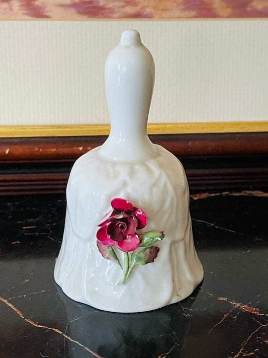 Coalport bone china bell, vintage red rose bell, English bone china collectible, Coalport England rose motif, fine china bell collectible, floral porcelain bell, vintage Coalport treasures, rare English china bell, rose design decorative bell, European vintage collection