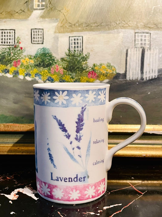 Elizabethan Fine Bone China Mug – Juniper & Lavender Botanical Design (England)