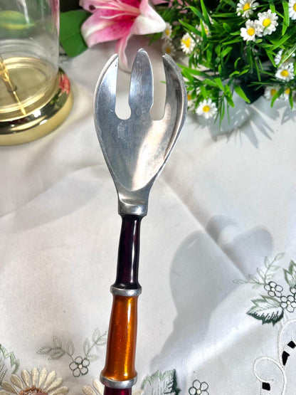Silver-Tone Salad Serving Tongs with Coloured Handle – 30 cm
