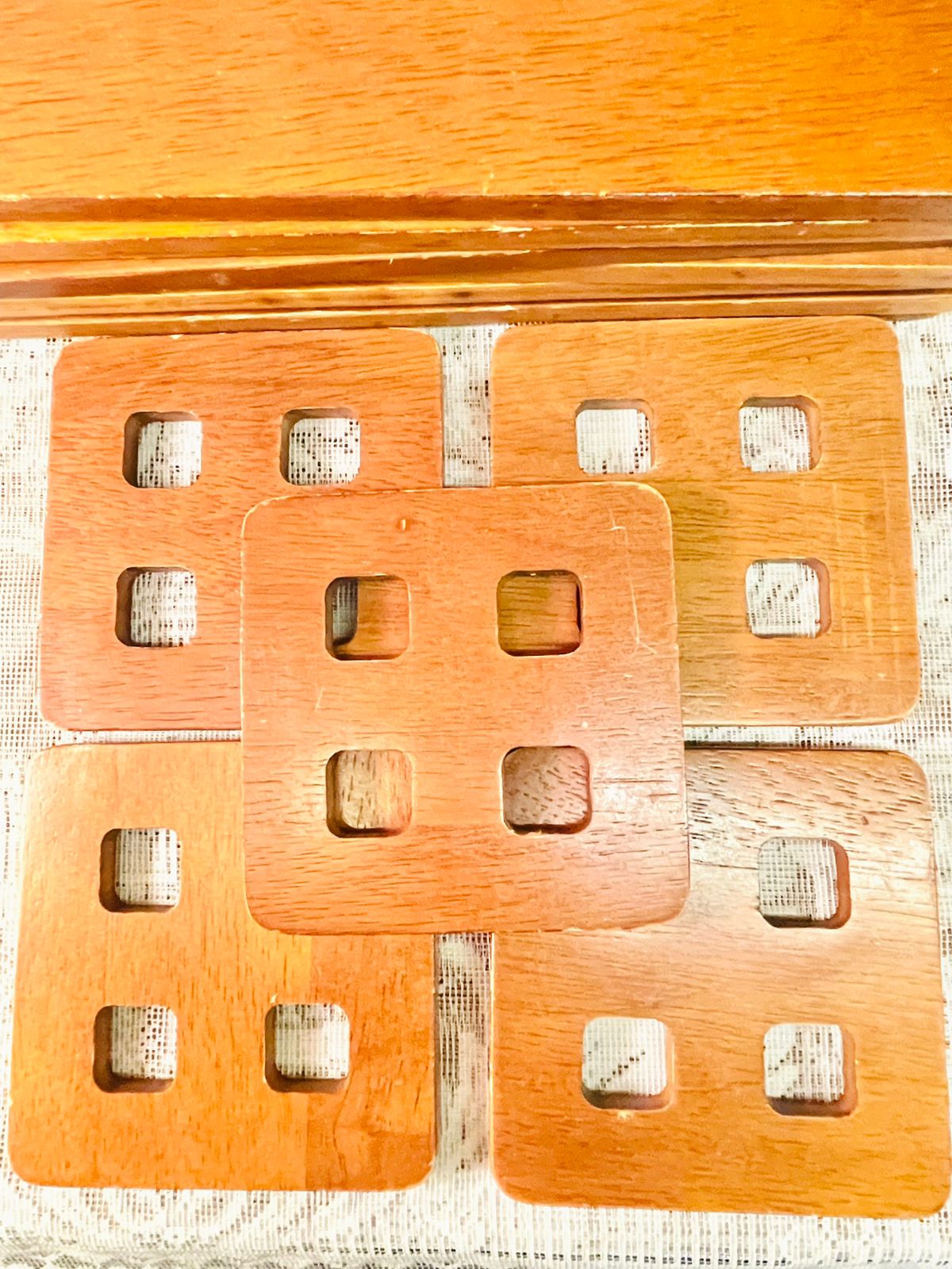 Handcrafted Wooden Coaster Set – Natural Wood Trivets