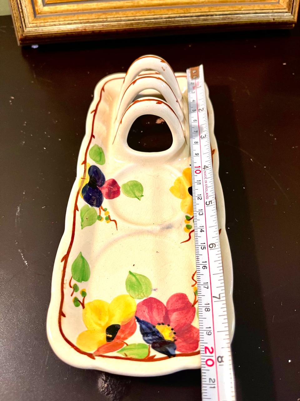 8 Inch Hand-Painted Ceramic Cutlery Holder Tray – Floral Kitchen Organizer