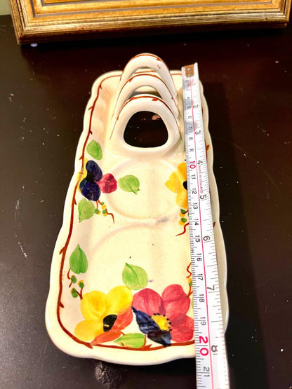 8 Inch Hand-Painted Ceramic Cutlery Holder Tray – Floral Kitchen Organizer