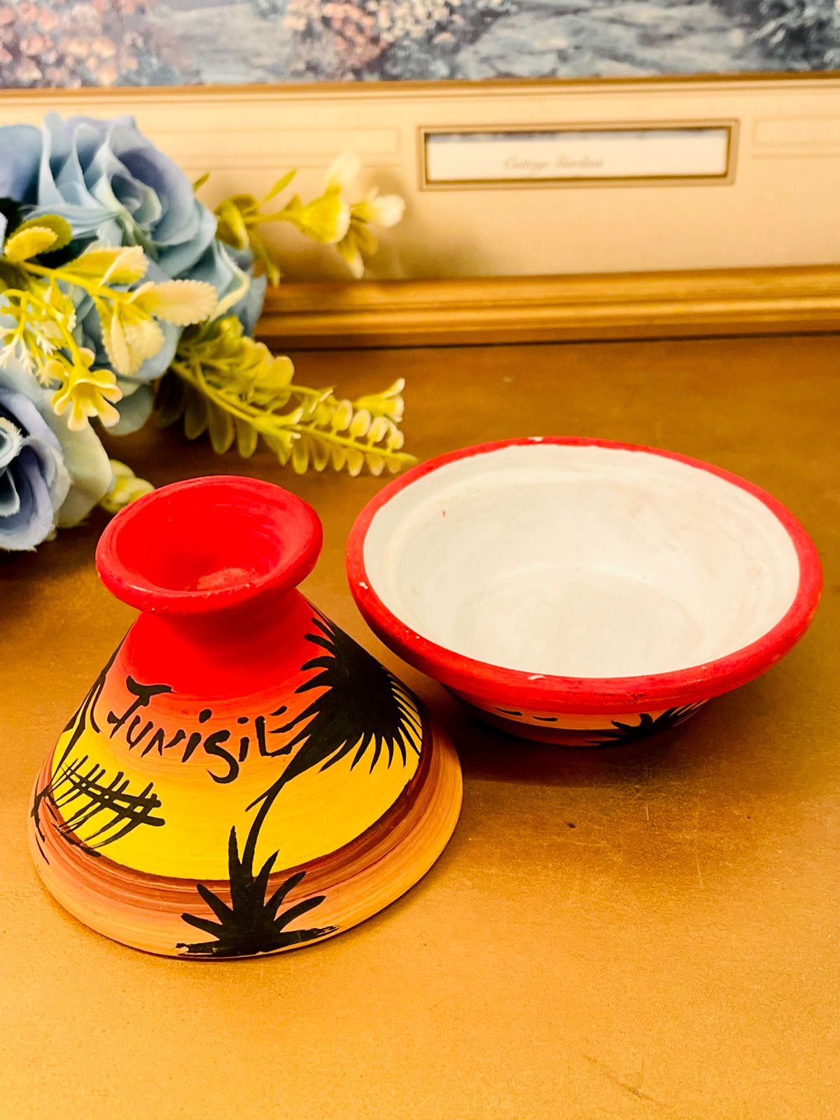 Handmade Tunisia Ceramic Tagine Style Dish