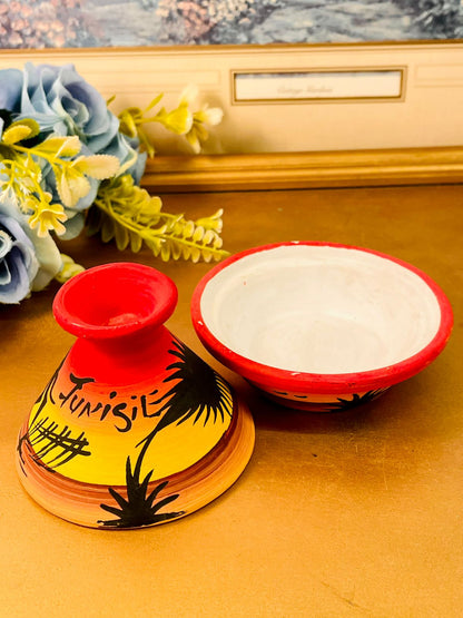 Handmade Tunisia Ceramic Tagine Style Dish
