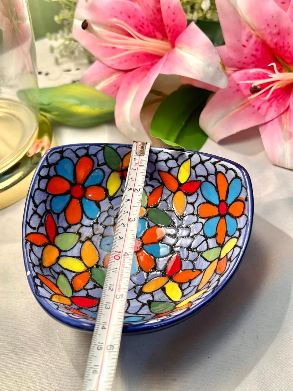 Multicolour Floral Ceramic Serving Bowl – 5.5 Inch
