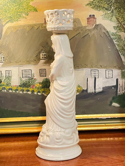 Baroque Duka Virgin Mary & Baby Sculpture – White Porcelain Figurine