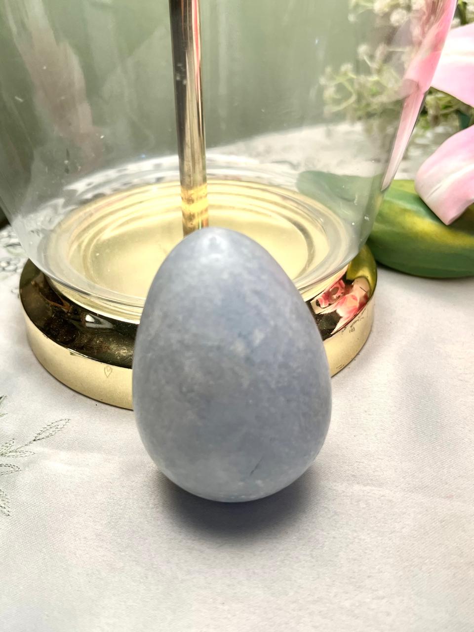 Grey Stone Egg Ornament / Decorative Mineral Egg Approx. 7 cm