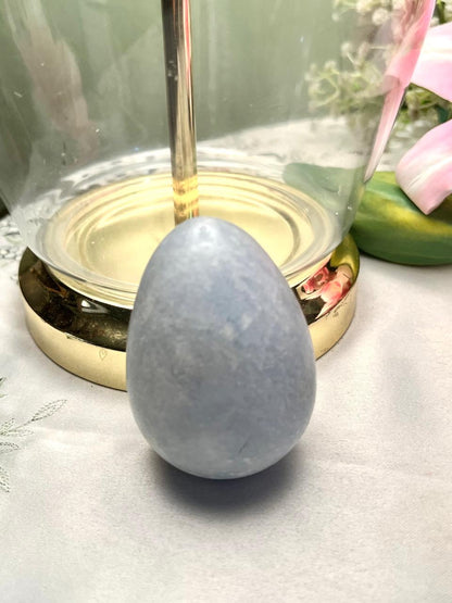 Grey Stone Egg Ornament / Decorative Mineral Egg Approx. 7 cm