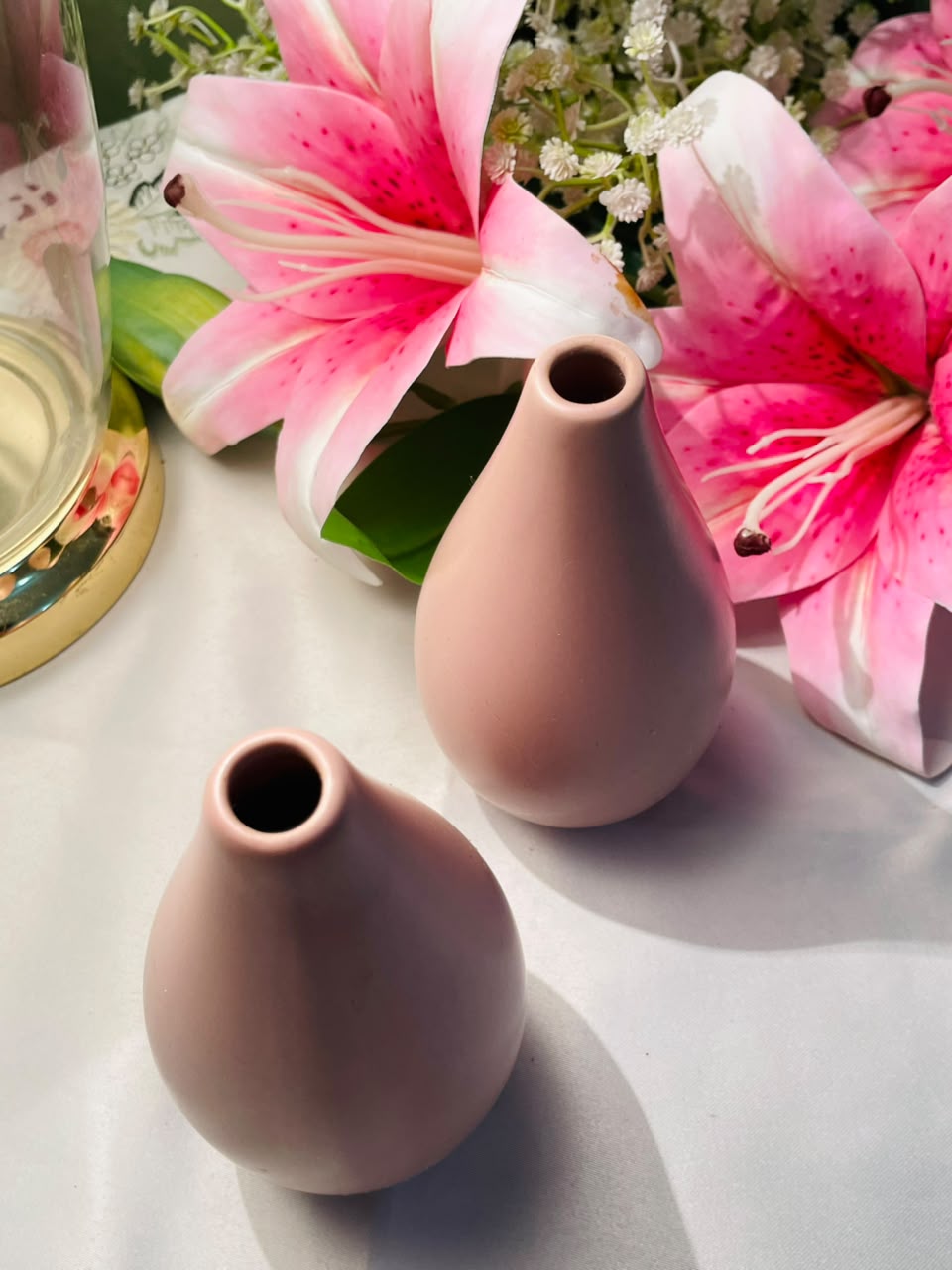Pink Teardrop Decorative Vases 2-Piece Set Approx. 13 cm