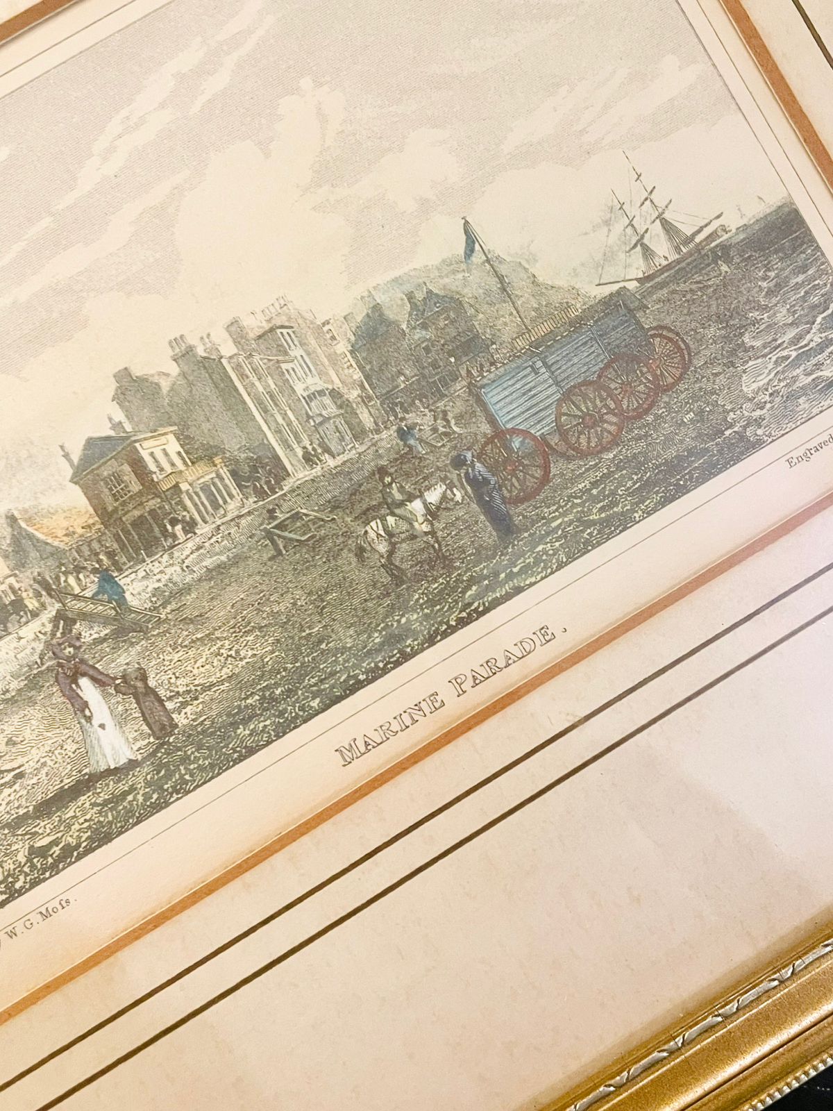 Framed Marine Parade Coastal Print with Gold Frame 10.7 inch