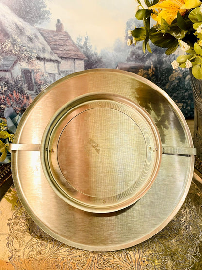 Vintage Silver Tone Serving Tray with Handle