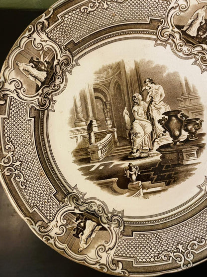 Antique P.W. & Co Minerva Pearl Stoneware Plate 11" Victorian Transferware