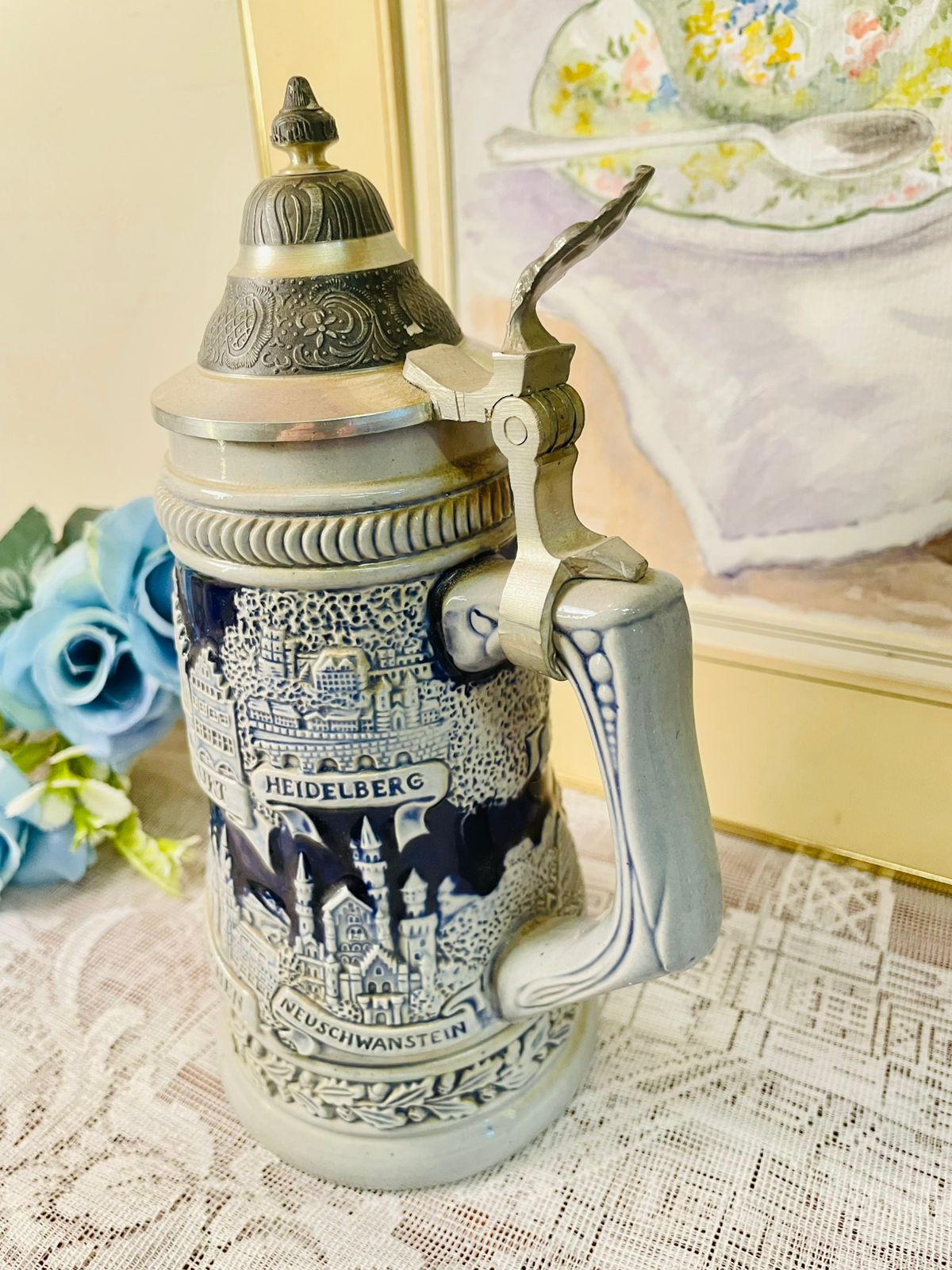 Vintage Köln Rothenburg Beer Stein – German Lidded Mug