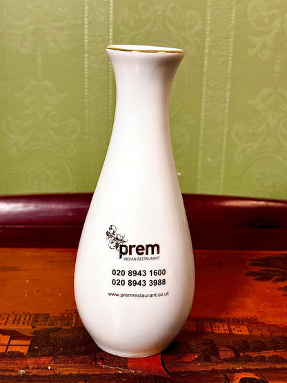 Monno Supreme Porcelain Bud Vase 6 Inch | White Gold Rim Vase