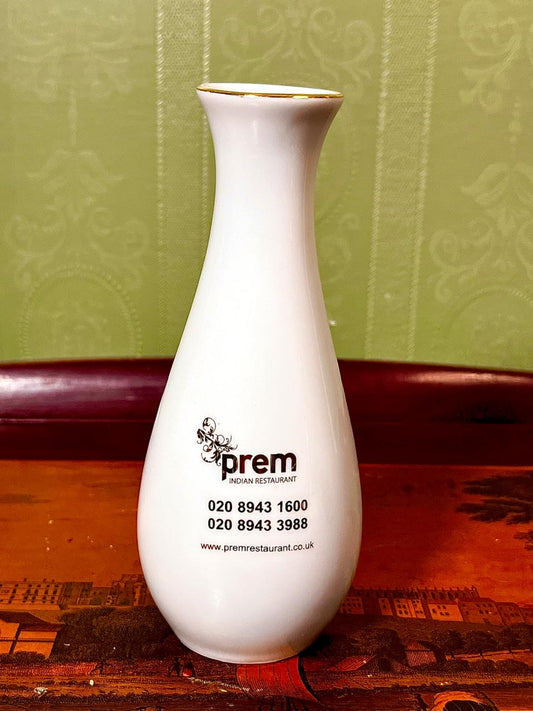 Monno Supreme Porcelain Bud Vase 6 Inch | White Gold Rim Vase